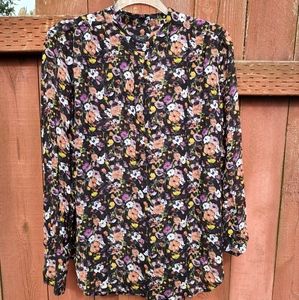 Rag and Bone Corrine Floral Georgette Popover Blouse Women's Size Medium Shirt